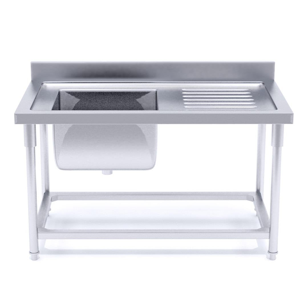 Commercial Stainless Steel Left Single Sink Work Bench 120*70*85cm