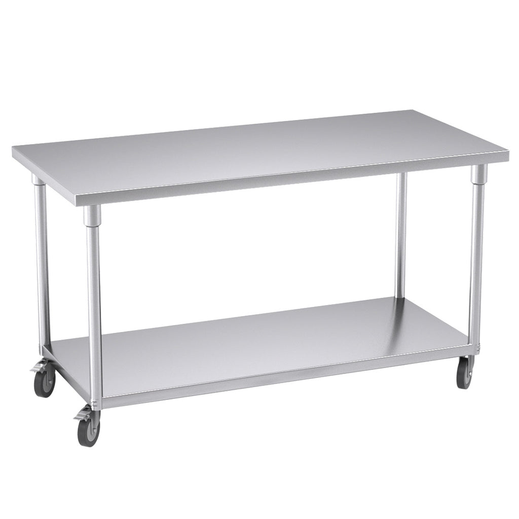 150cm Commercial Kitchen Stainless Steel Work Bench with Wheels