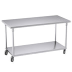150cm Commercial Kitchen Stainless Steel Work Bench with Wheels