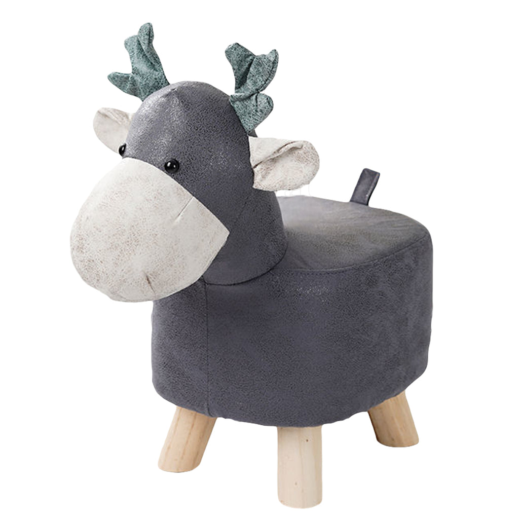 Grey Kids Ottoman Stool Deer Character Bench Seat