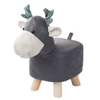 Grey Kids Ottoman Stool Deer Character Bench Seat