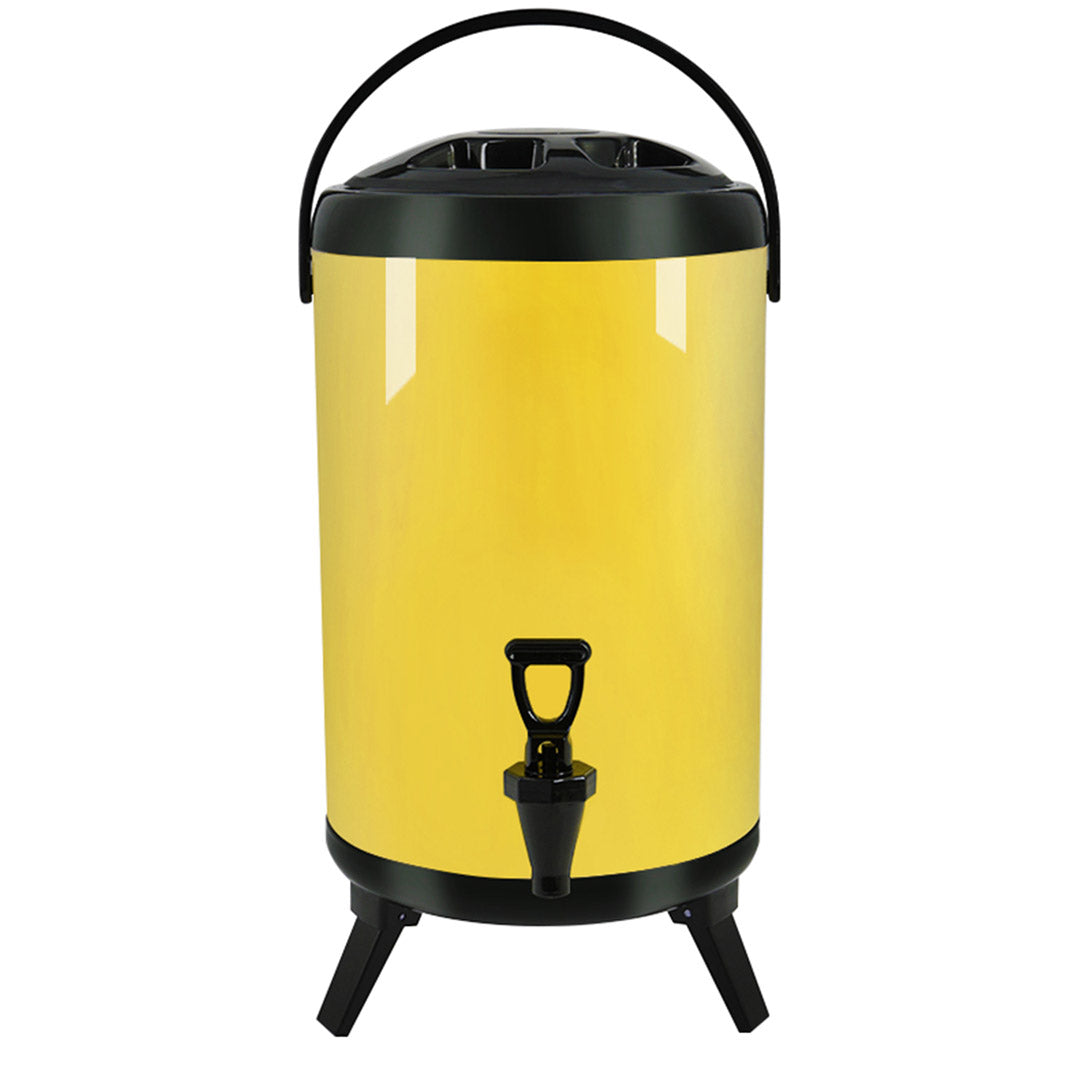 16L Stainless Steel Milk Tea Barrel with Faucet Yellow