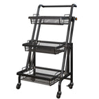 3 Tier Steel Black Adjustable Kitchen Cart