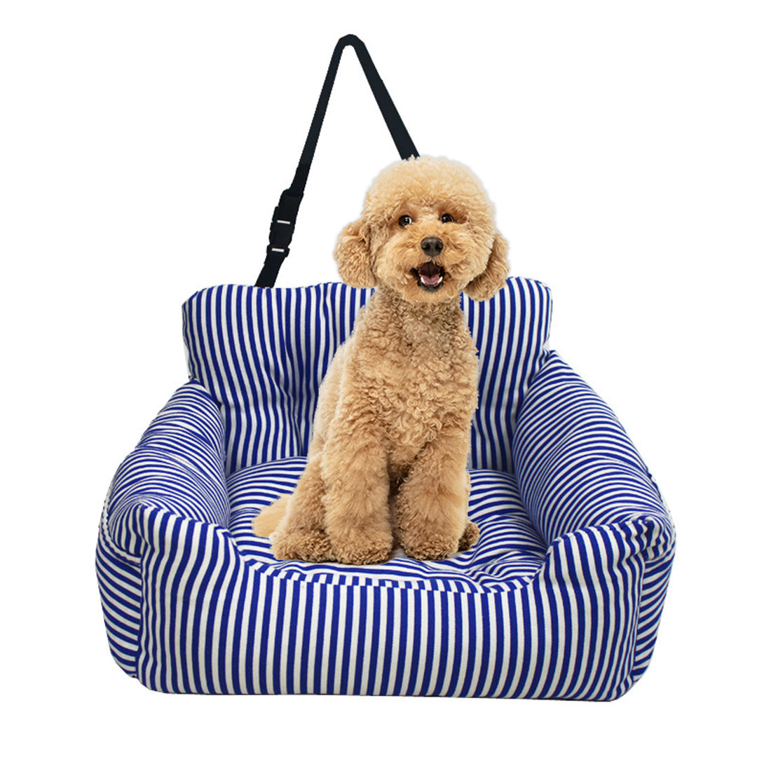 Portable Soft Padded Car Seat Dog Carrier Bed Blue