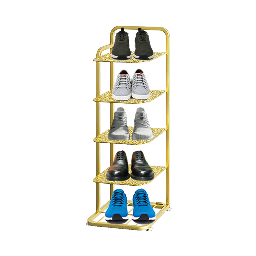 5 Tier Gold Plated Metal Shoe Rack Organiser