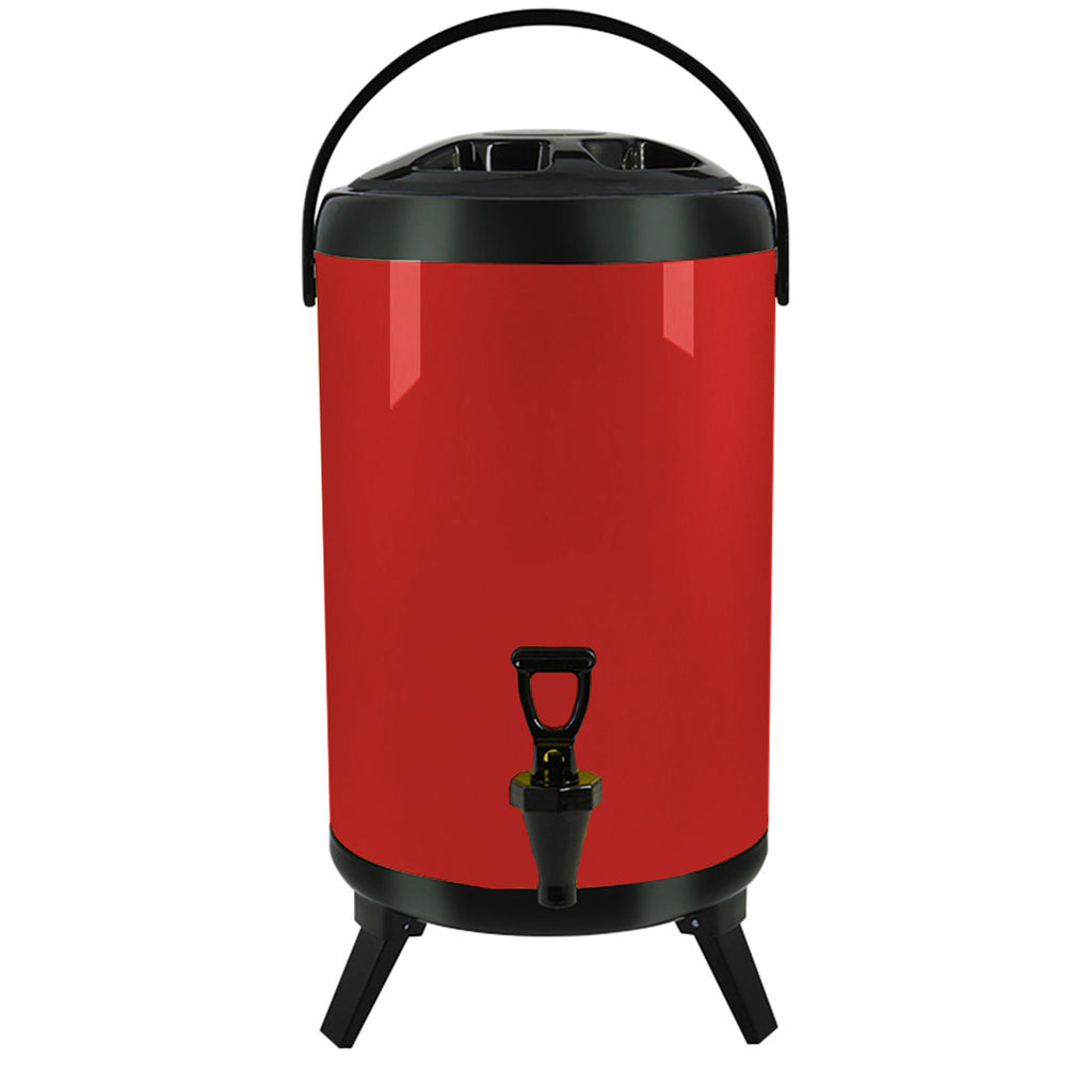 16L Stainless Steel Milk Tea Barrel with Faucet Red