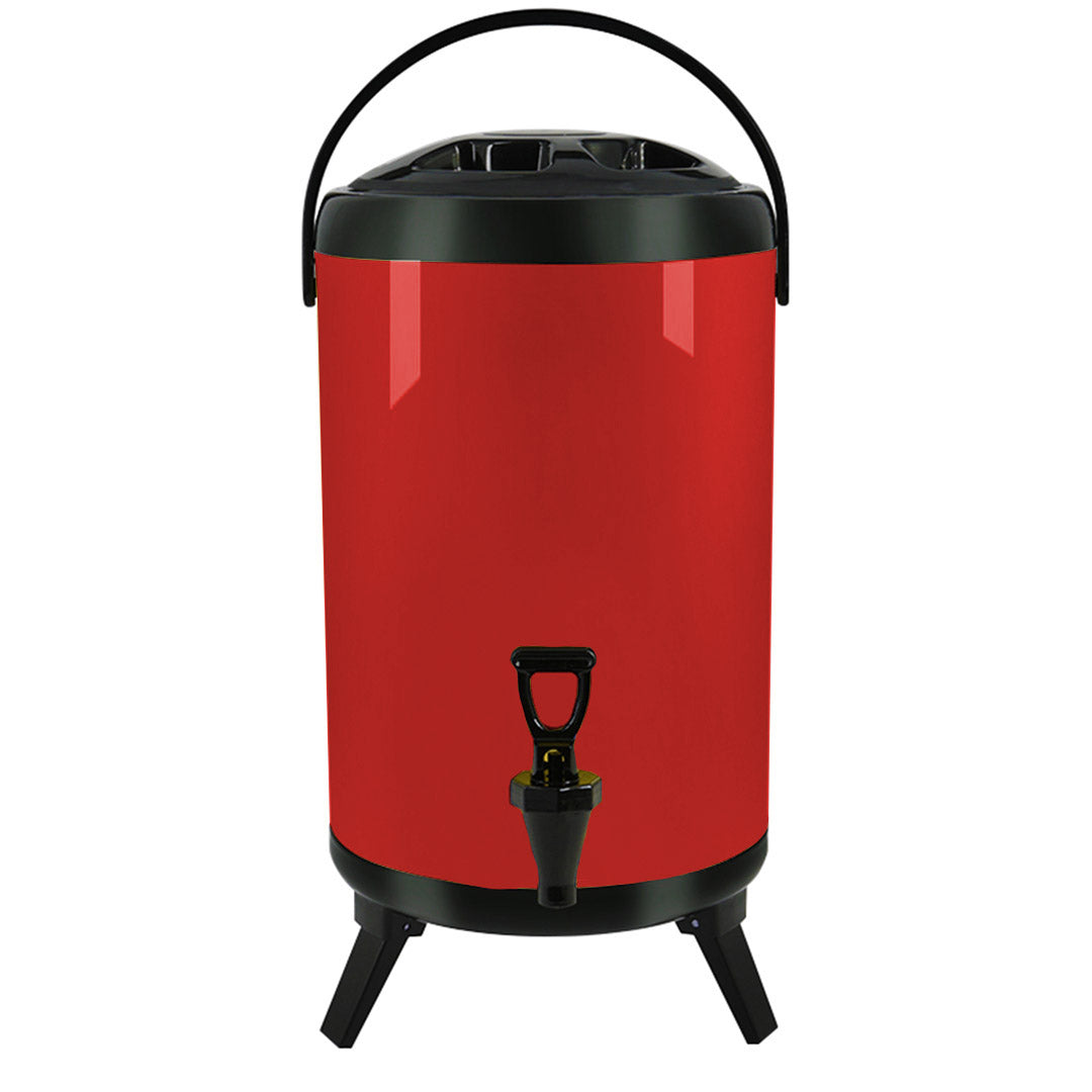 18L Stainless Steel Milk Tea Barrel with Faucet Red