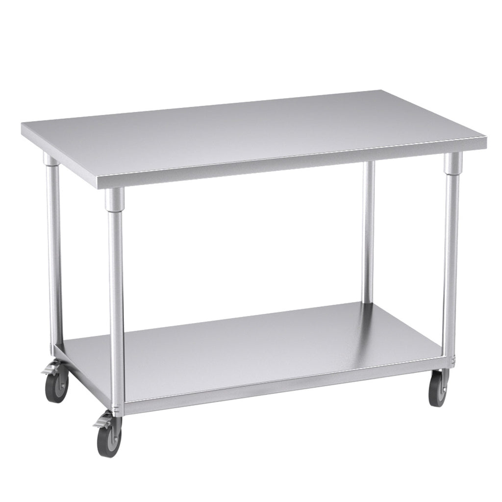 120cm Commercial Kitchen Stainless Steel Work Bench with Wheels