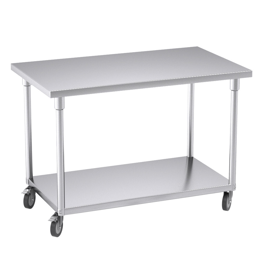 120cm Commercial Kitchen Stainless Steel Work Bench with Wheels