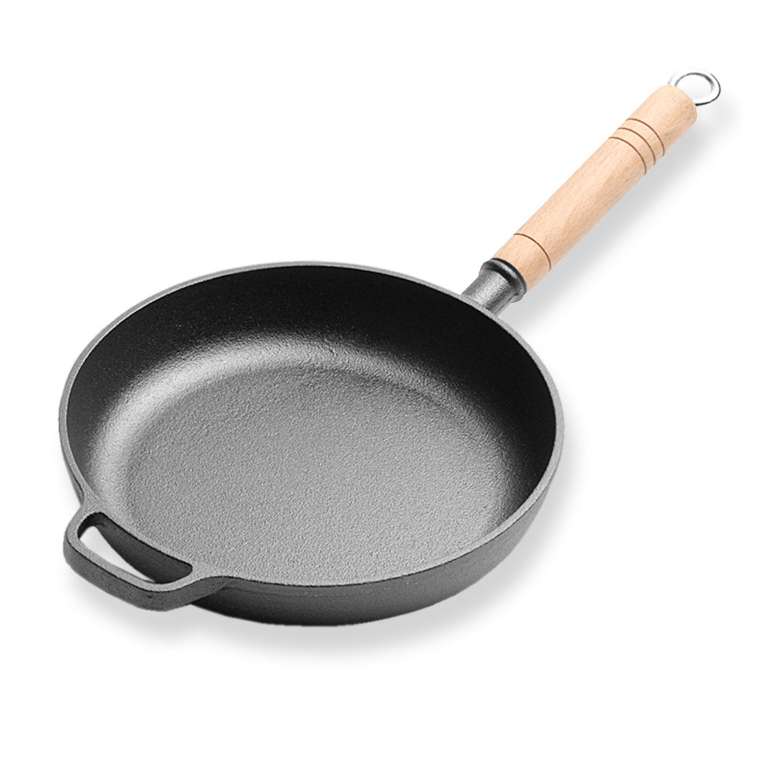 25cm Round Cast Iron Frying Pan Skillet with Helper Handle