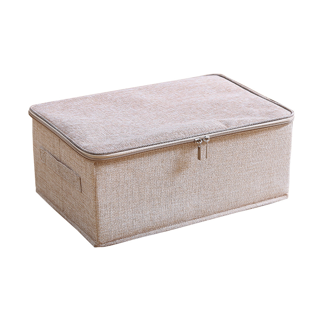 Beige Small Double Zipper Storage Box