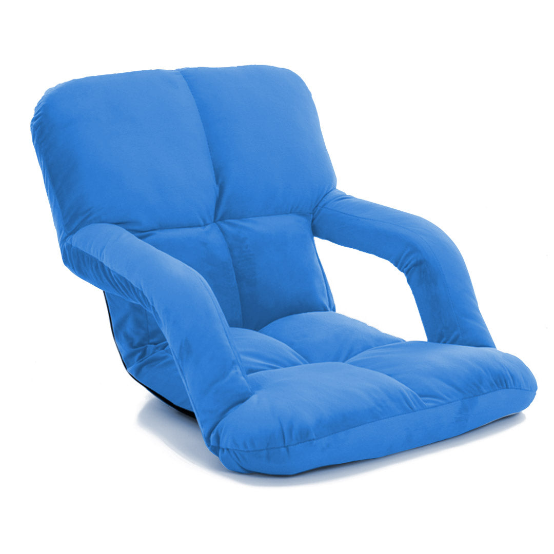 Foldable Floor Recliner Lazy Chair with Armrest Blue
