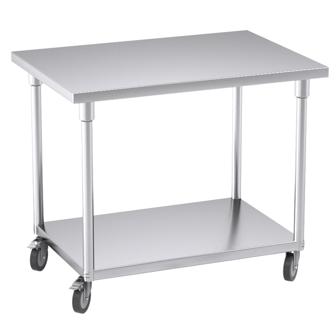 100cm Commercial Kitchen Stainless Steel Work Bench with Wheels