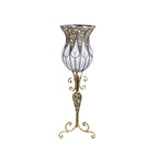 85cm European Clear Glass Floor Flower Vase with Tall Metal Stand