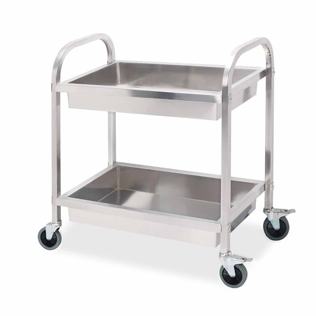 2 Tier Stainless Steel Utility Cart 95x50x95cm Large