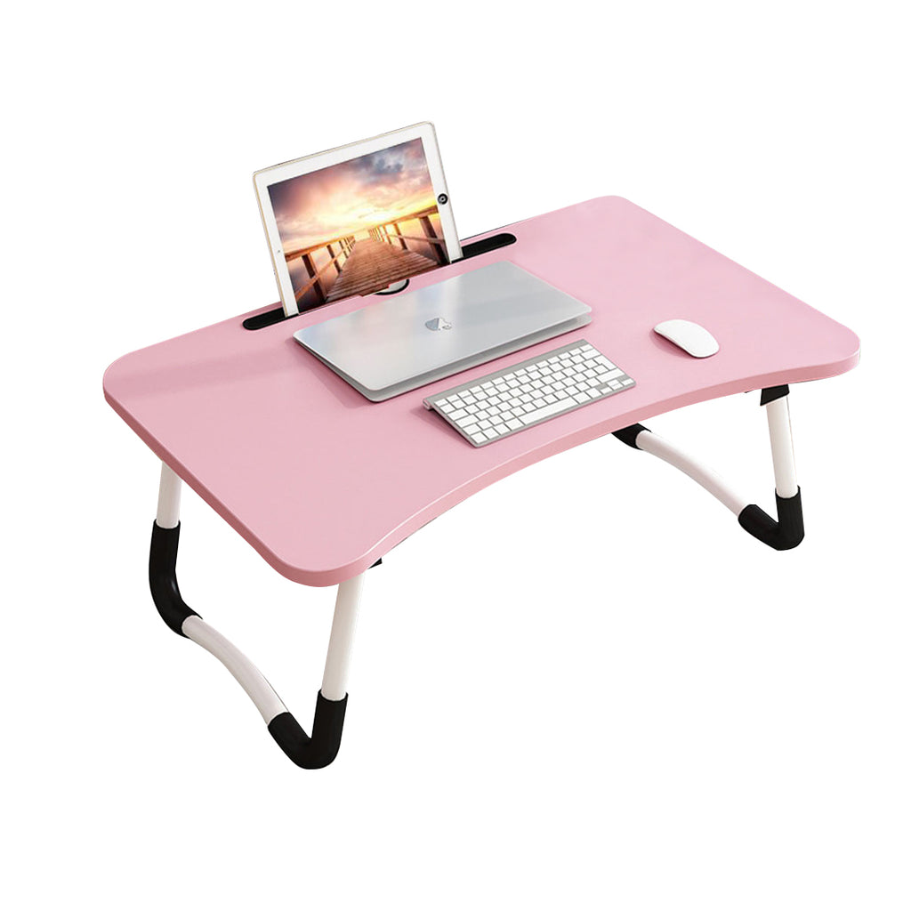 Pink Foldable Study Bed Table Adjustable Portable Desk Stand with Notebook Holder