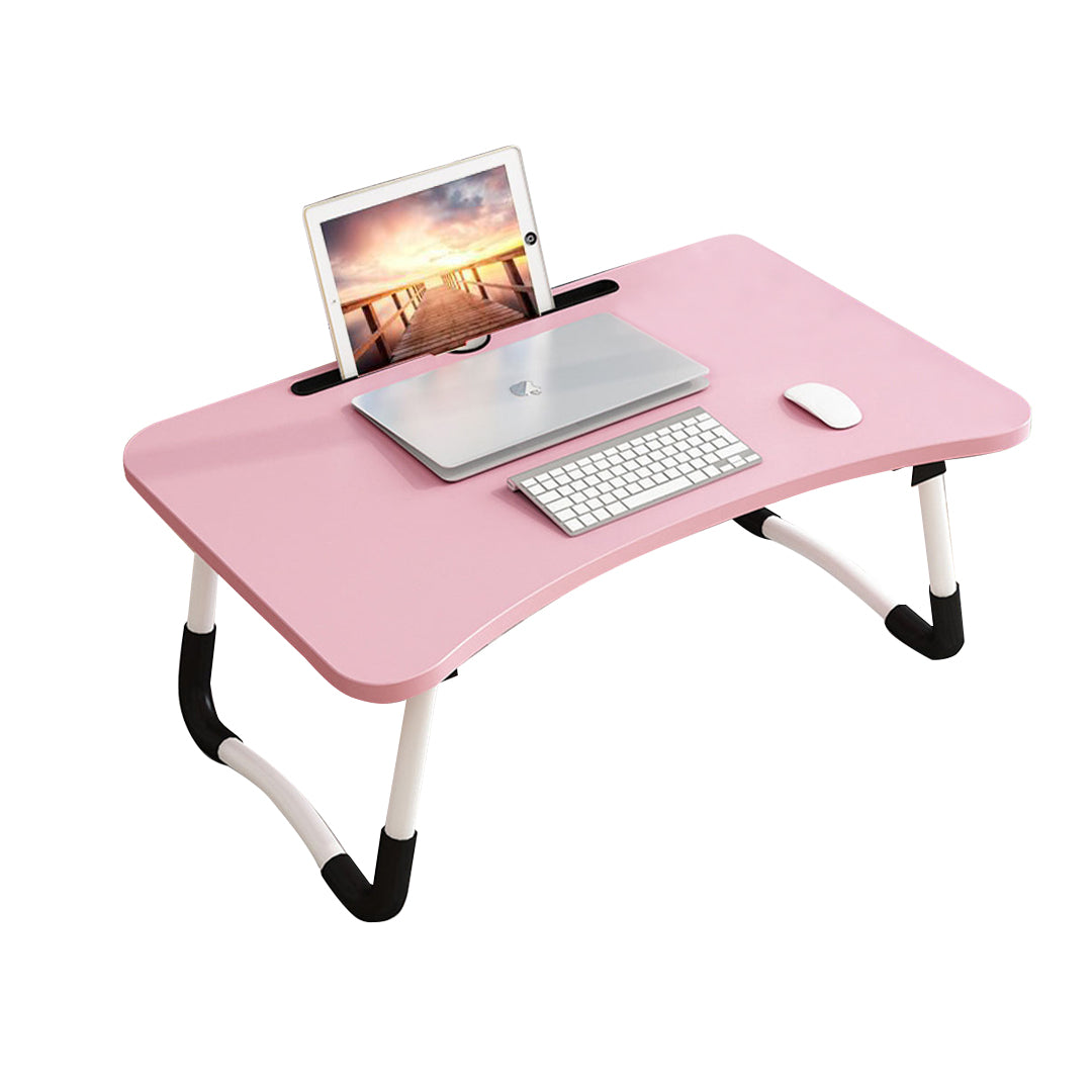 Pink Foldable Study Bed Table Adjustable Portable Desk Stand with Notebook Holder