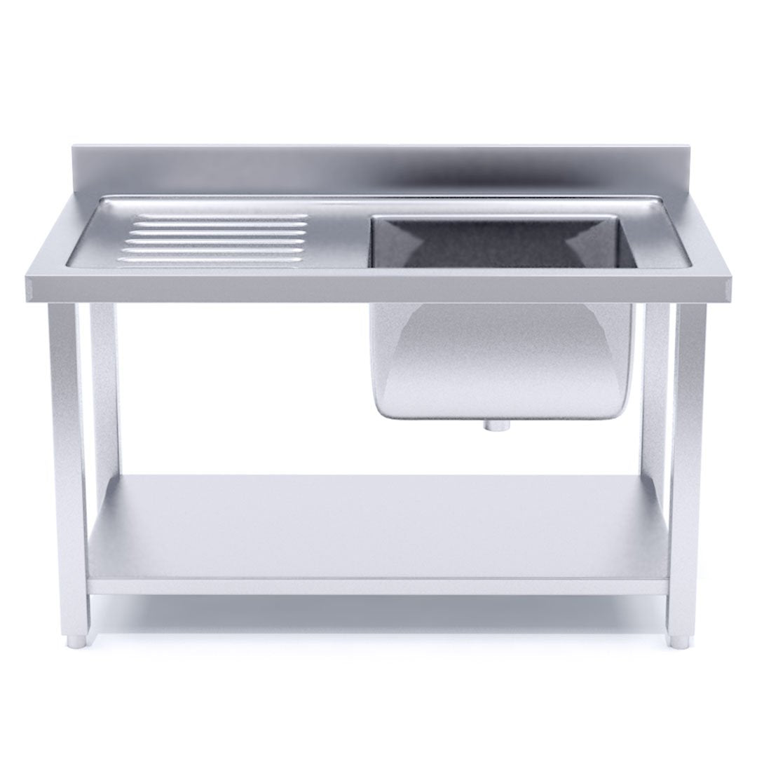 Commercial Stainless Steel Right Single Sink Work Bench 120*70*85