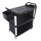 3 Tier Covered Utility Cart Black with Bins