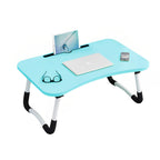 Blue Foldable Study Bed Table Adjustable Portable Desk Stand with Notebook Holder