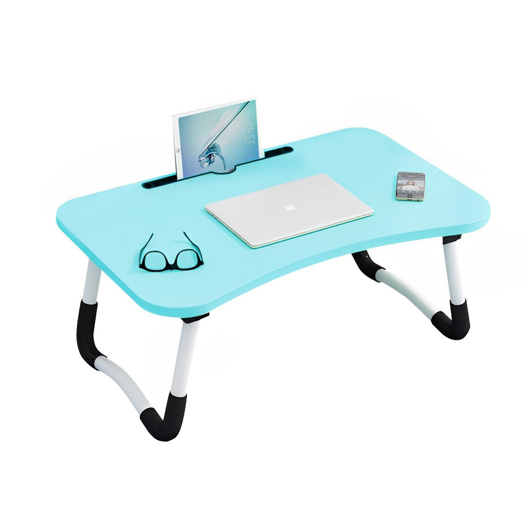 Blue Foldable Study Bed Table Adjustable Portable Desk Stand with Notebook Holder