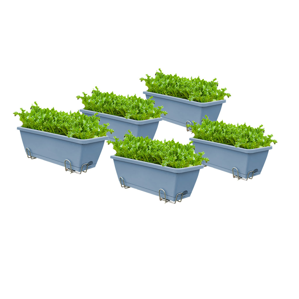 49.5cm Blue Rectangular Vegetable Herb Flower Planter Box Set of 5