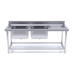Commercial Stainless Steel Left Dual Sink Work Bench 160*70*85cm