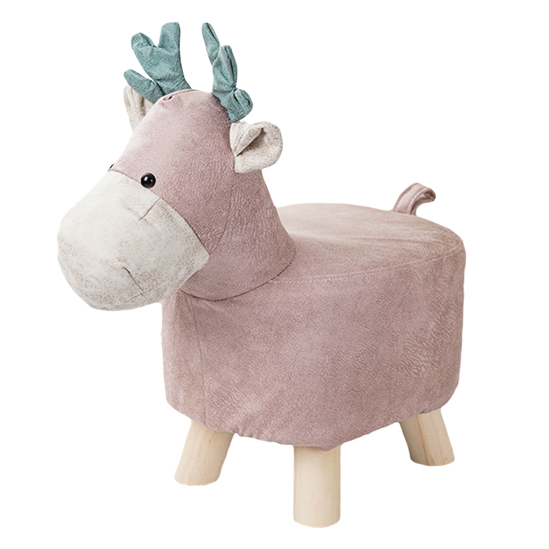 Pink Kids Ottoman Stool Deer Character Bench Seat