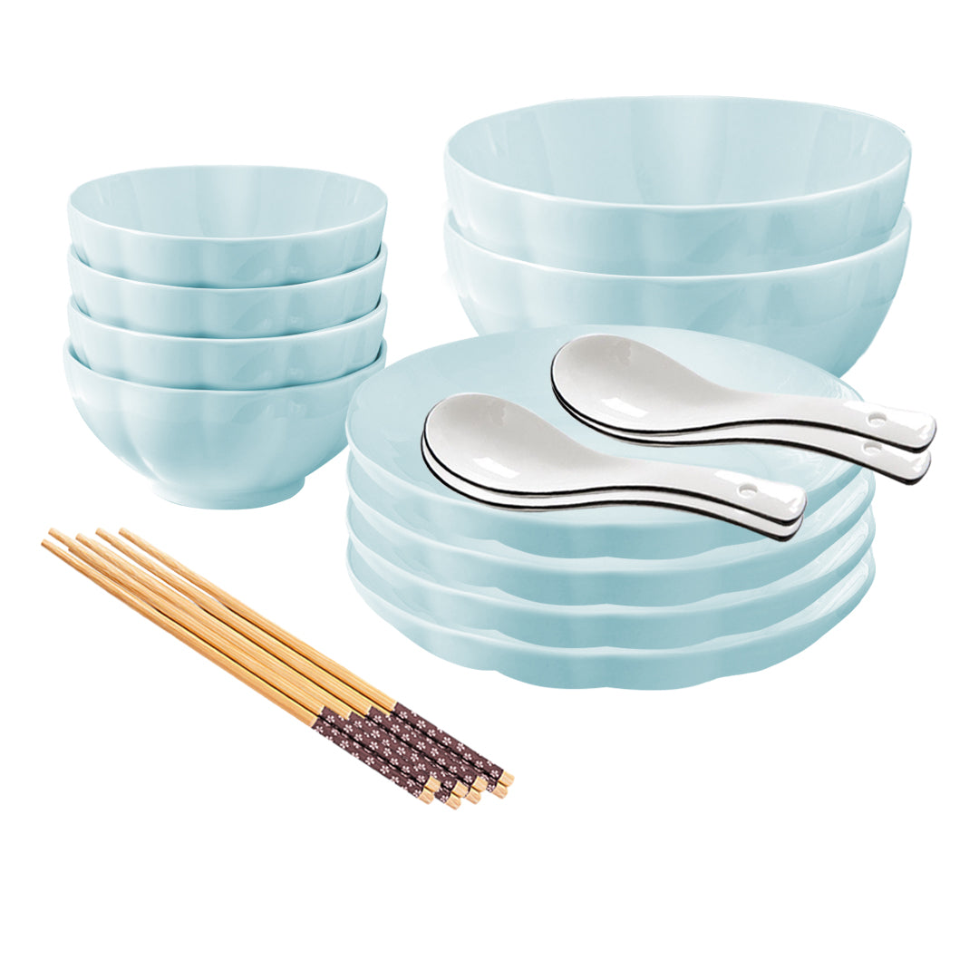 Light Blue Ceramic Dinnerware Set of 10