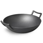 32cm Cast Iron Wok Fry Pan with Double Handle