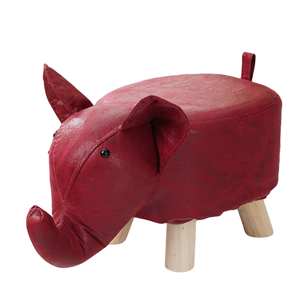 Red Kids Ottoman Stool Elephant Character Bench Seat