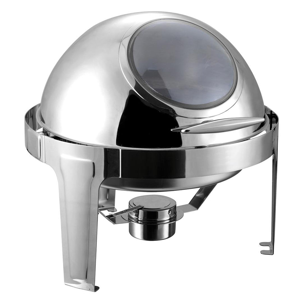 6L Round Stainless Steel Food Warmer with Glass Roll Top