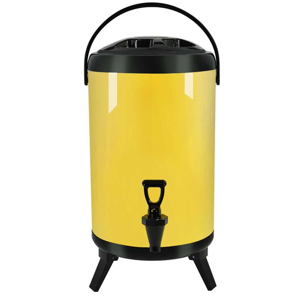 8L Stainless Steel Milk Tea Barrel with Faucet Yellow