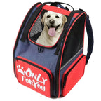 Red Portable Backpack Pet Carrier Breathable Mesh