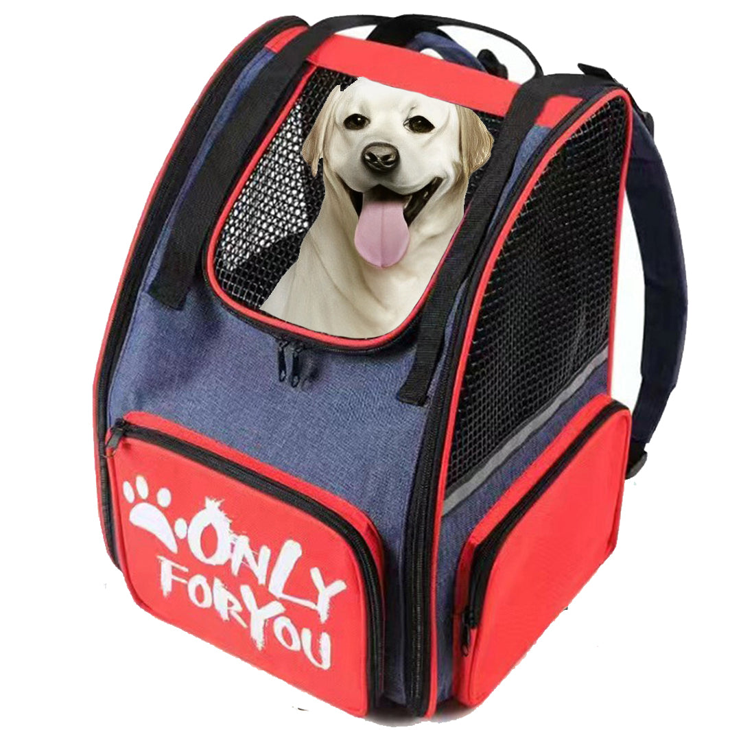 Red Portable Backpack Pet Carrier Breathable Mesh