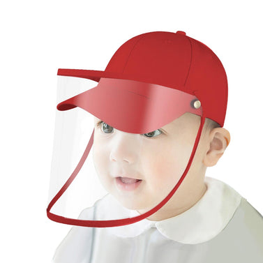 Outdoor Protective Hat Full Face HD Shield Cover Kids Red