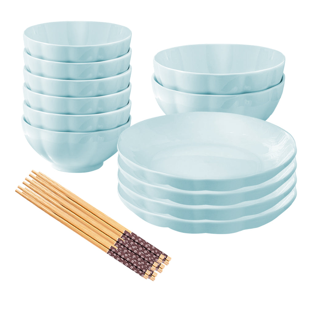 Light Blue Ceramic Dinnerware Set of 12