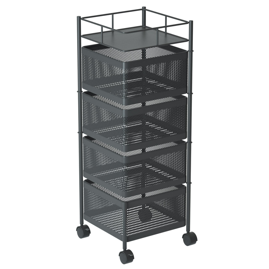 4 Tier Steel Square Rotating Kitchen Cart