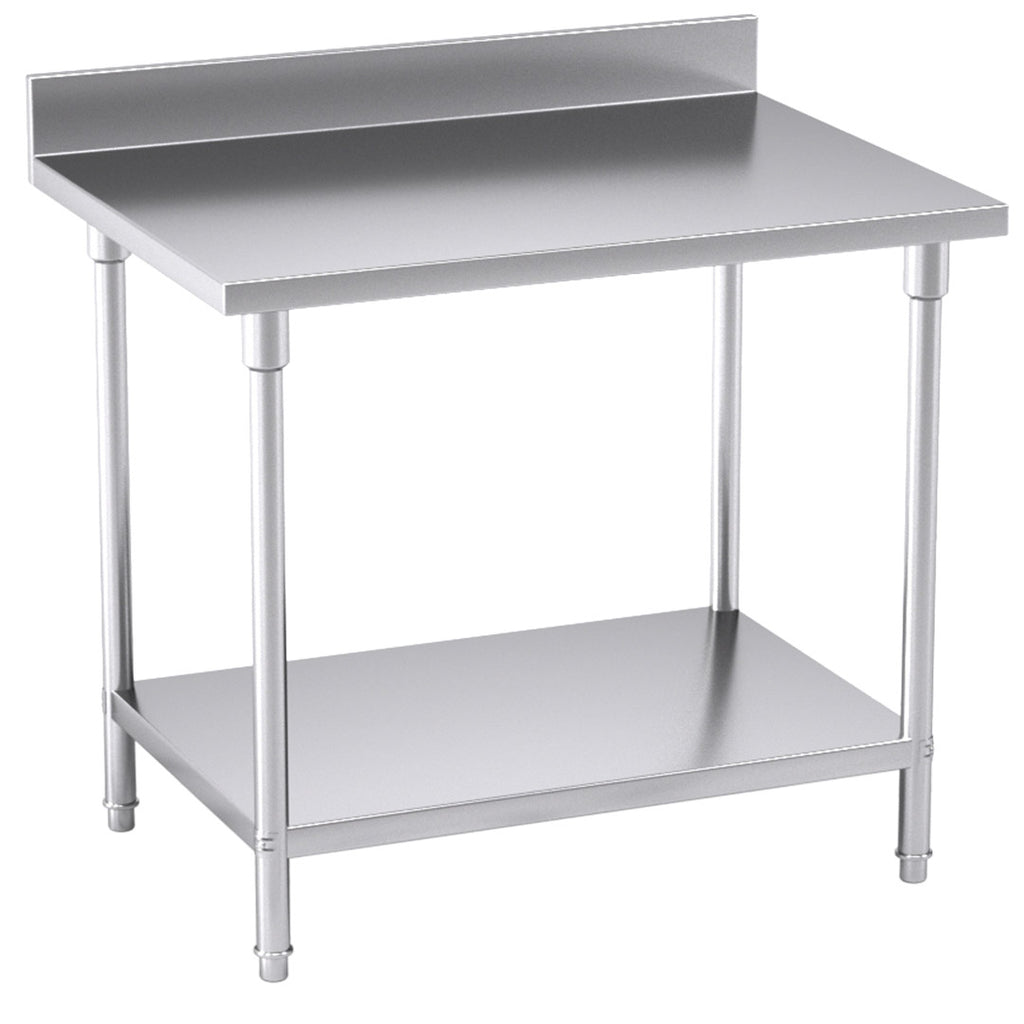 Commercial Kitchen Stainless Steel Bench Table with Back-splash 100*70*85cm