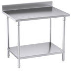 Commercial Kitchen Stainless Steel Bench Table with Back-splash 100*70*85cm