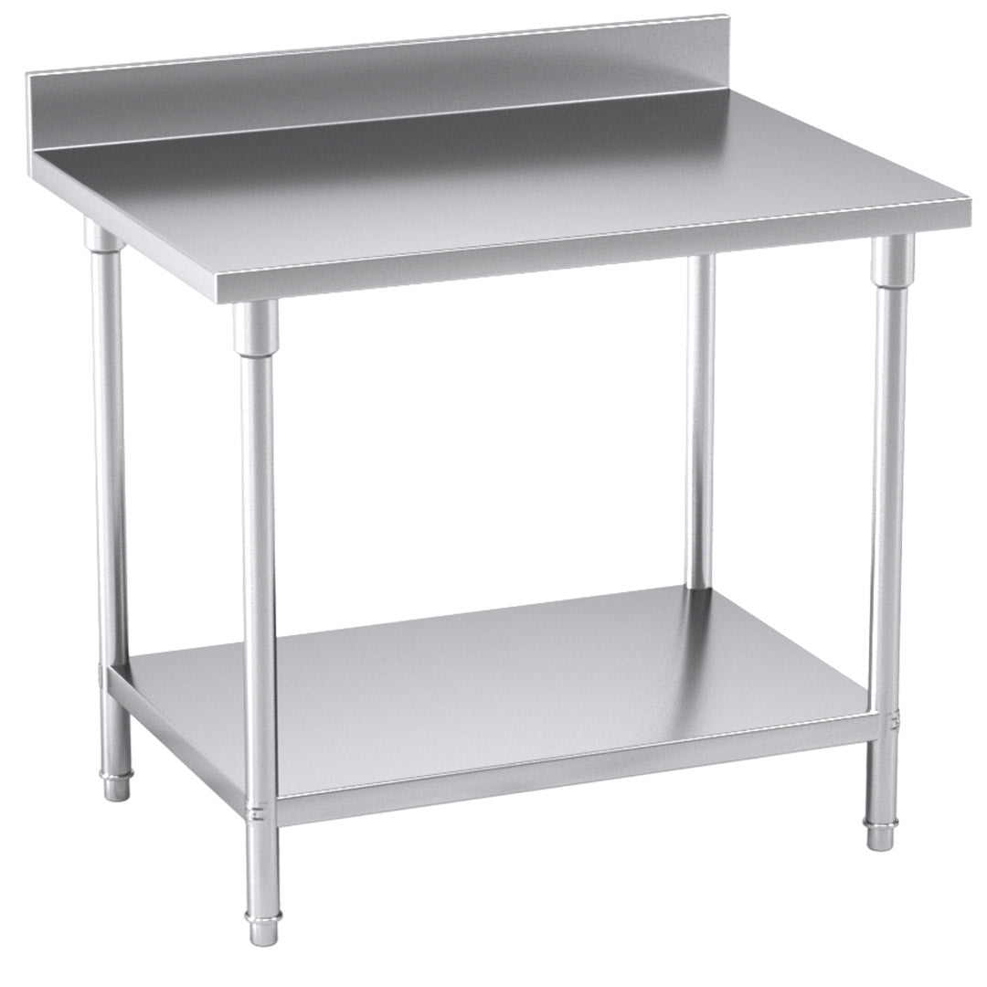 Commercial Kitchen Stainless Steel Bench Table with Back-splash 100*70*85cm
