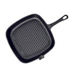 SOGA 23.5cm Square Ribbed Cast Iron Frying Pan with Handle