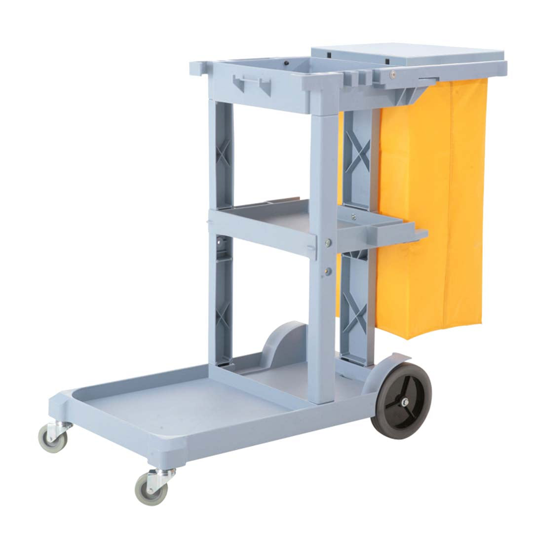 3 Tier Multifunction Janitor Cart and Bag with Lid Blue