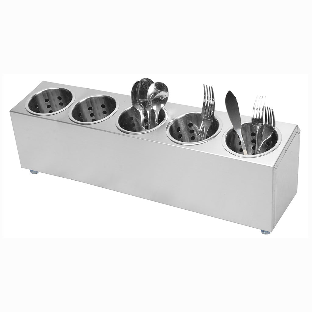 18/10 Stainless Steel Commercial Cutlery Holder with 5 Holes