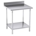 Commercial Kitchen Stainless Steel Bench Table with Back-splash 80*70*85cm