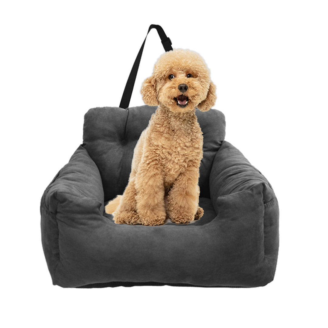 Portable Soft Padded Car Seat Dog Carrier Bed Grey