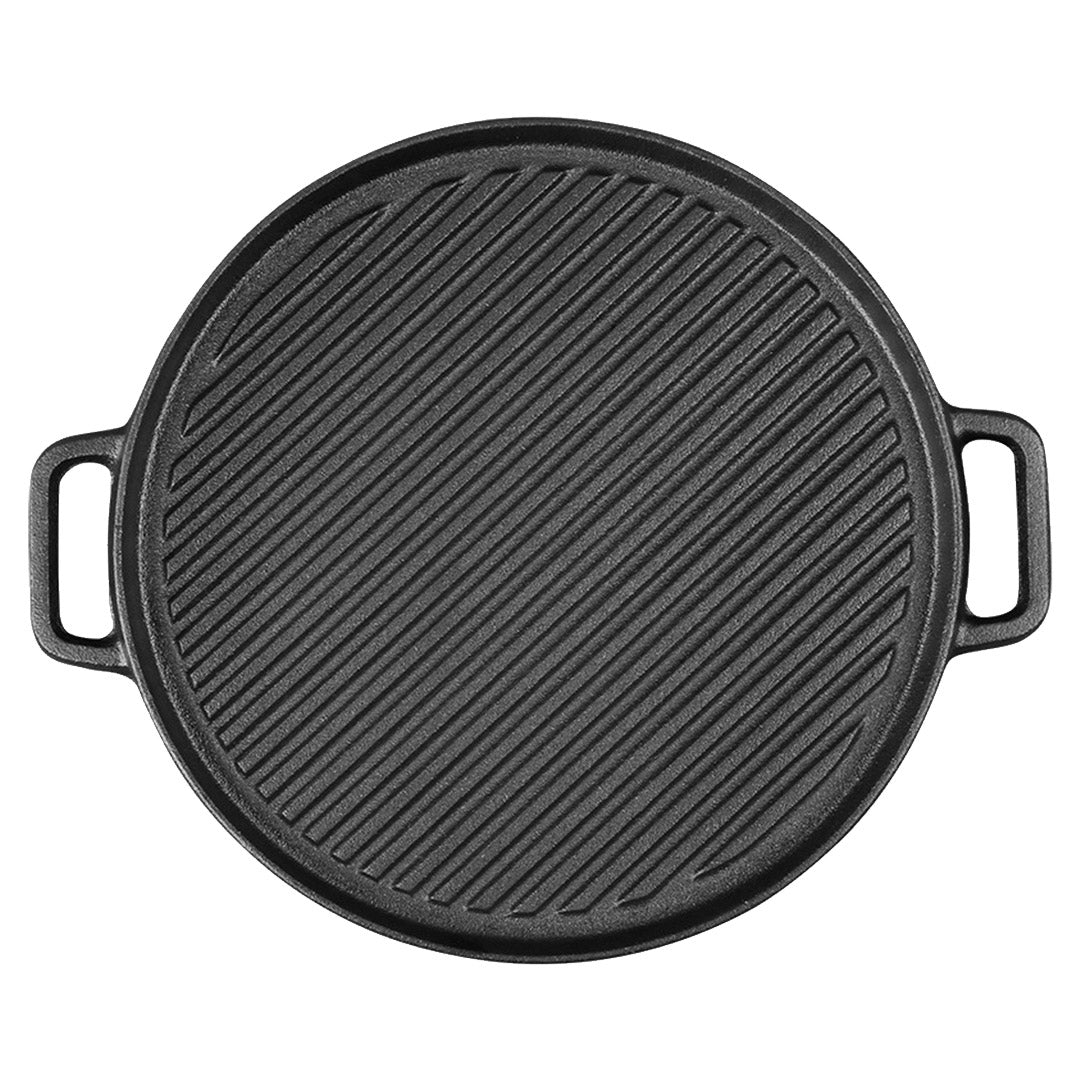 30cm Round Cast Iron Ribbed Pan