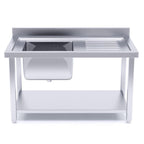 Commercial Stainless Steel Left Single Sink Work Bench 120*70*85cm