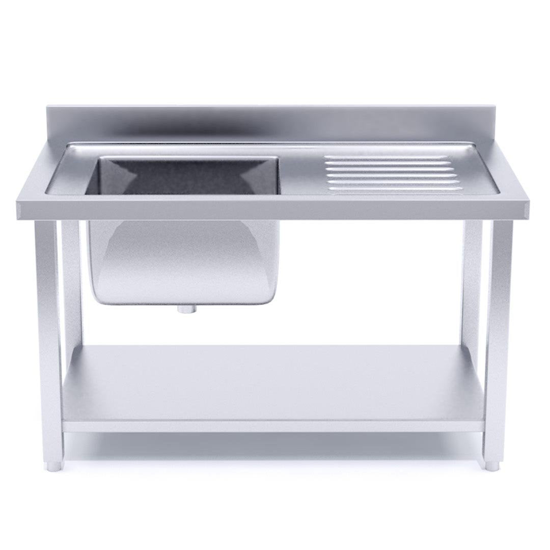 Commercial Stainless Steel Left Single Sink Work Bench 120*70*85cm