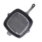26cm Square Ribbed Cast Iron Frying Pan with Handle